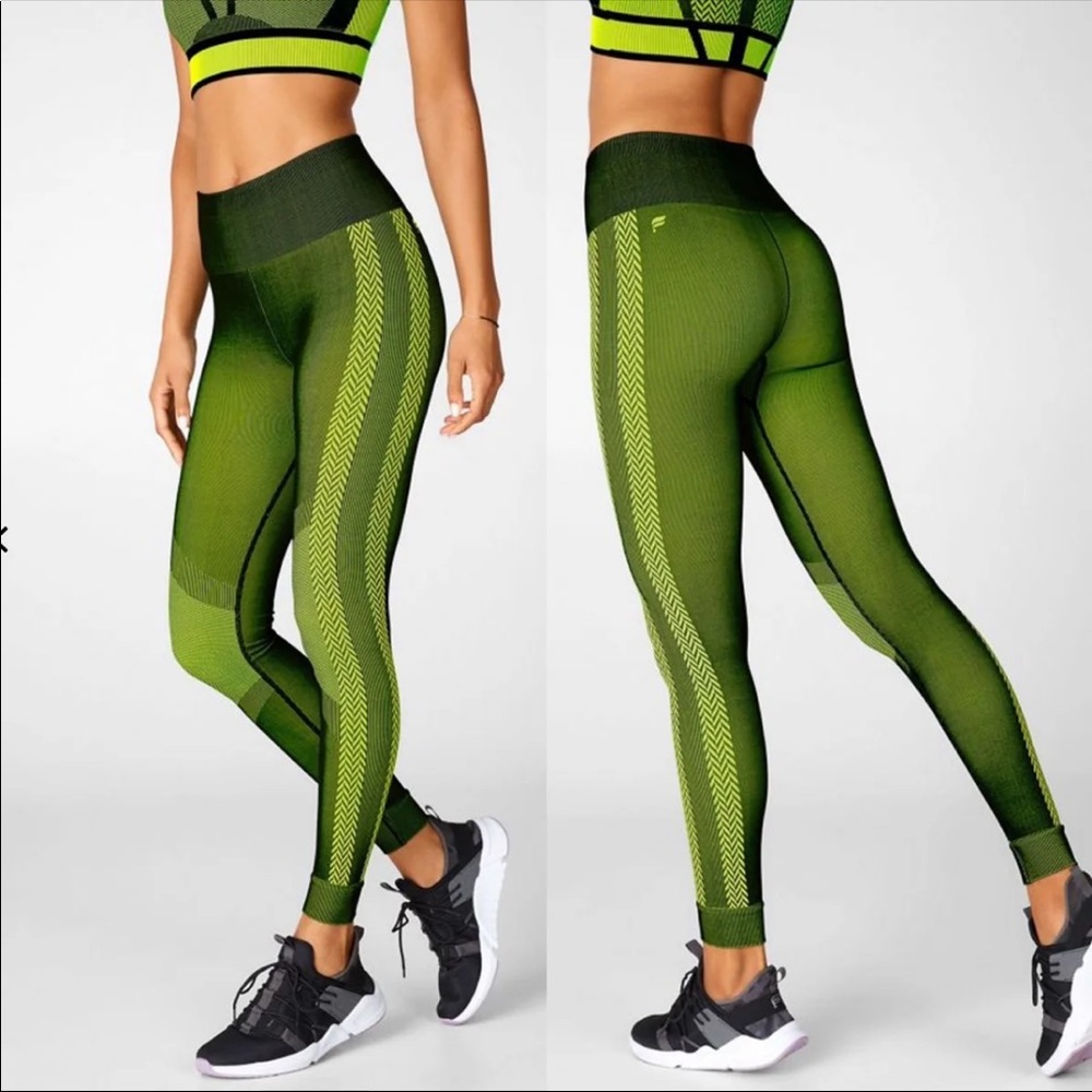 Fabletics Green Seamless High-Waist Active Leggings